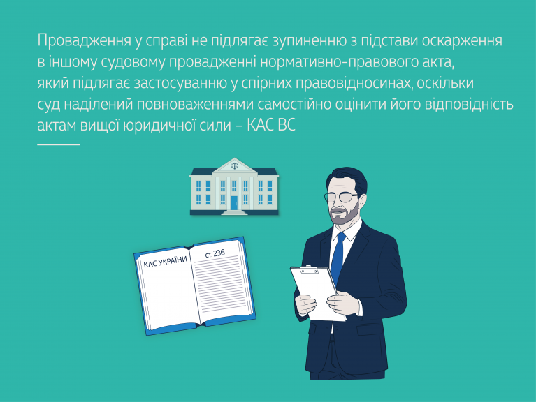Провадження у справі не підлягає зупиненню з підстави оскарження в іншому судовому провадженні нормативно-правового акта, який підлягає застосуванню у спірних правовідносинах 