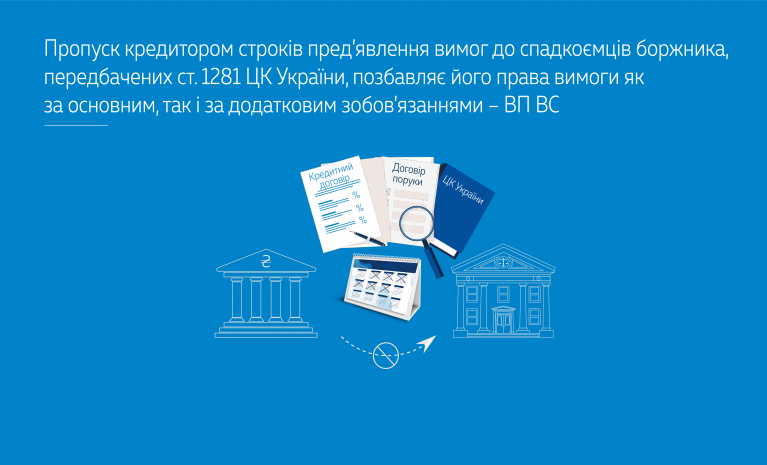 Пропуск кредитором строків пред’явлення вимог до спадкоємців боржника, передбачених ст. 1281 ЦК України, позбавляє його права вимоги як за основним, так і за додатковим зобов’язаннями – ВП ВС 