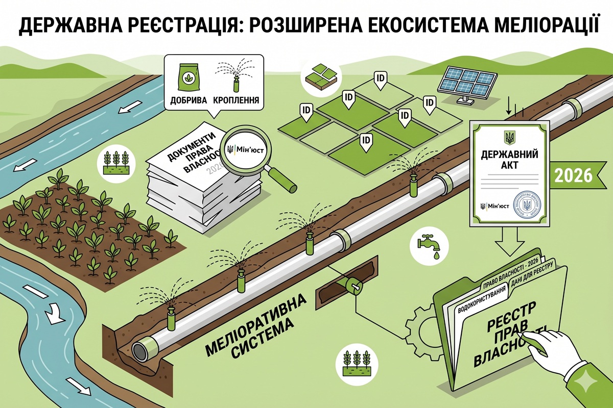 Державна реєстрація права власності на меліоративні системи-2026: деталі від Мінʼюсту