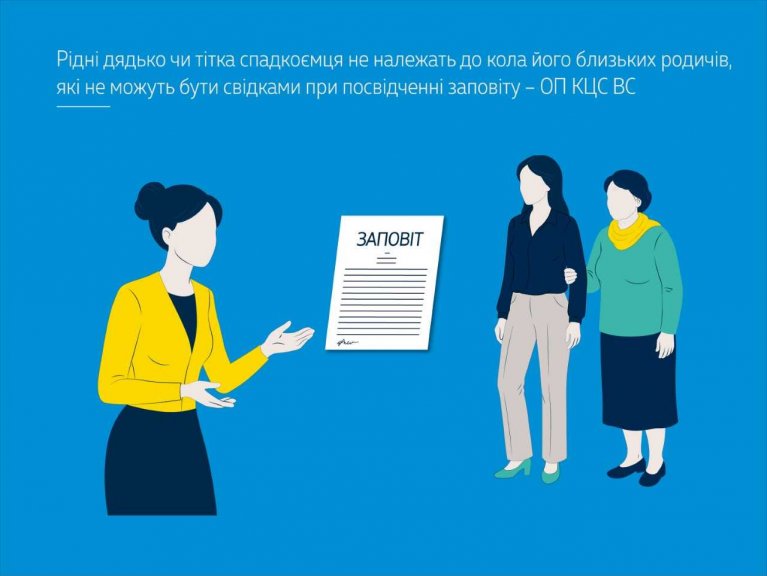Рідні дядько чи тітка спадкоємця не належать до кола його близьких родичів, які не можуть бути свідками при посвідченні заповіту – ОП КЦС ВС (справа № 462/863/23)