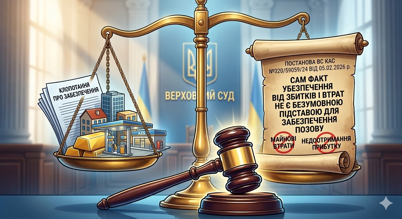 ВС скасував забезпечення позову: сам факт того що це убезпечить заявника від збитків, настання майнових втрат, нанесення шкоди у вигляді недоотримання прибутку НЕ є безумовною підставою для забезпечення позову. (ВС КАС №320/59059/24 від 05.02.2026 р.)