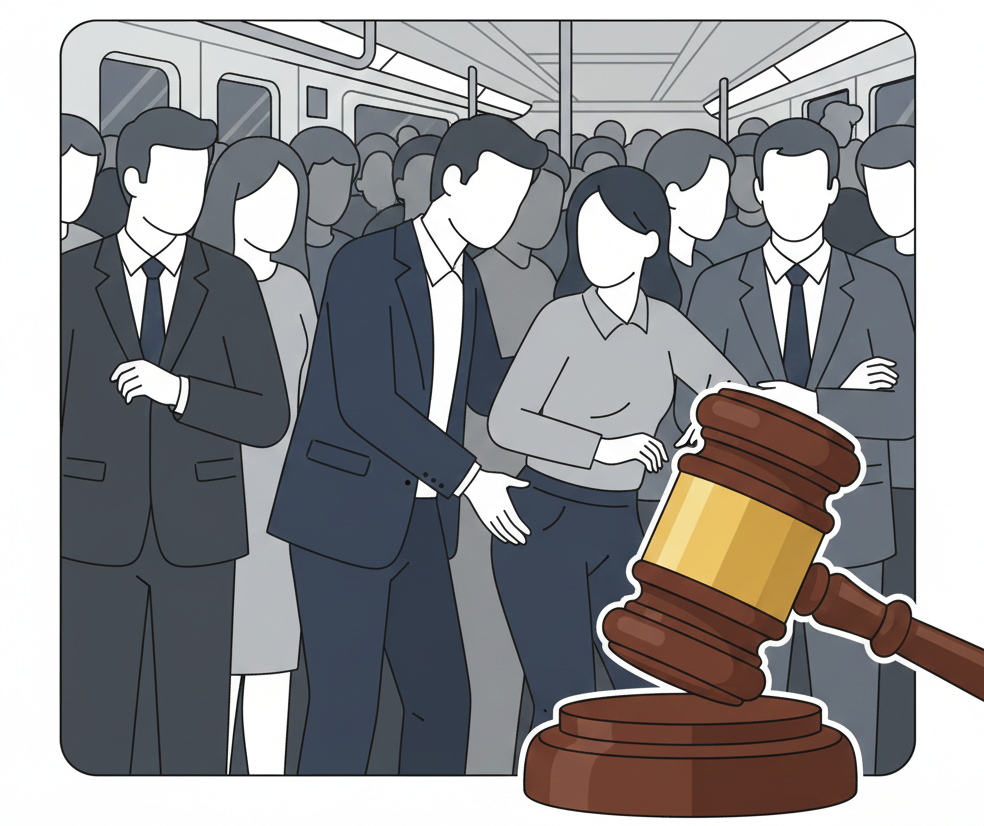 Торкання сідниць потерпілої, не створюють складу сексуального домагання, бо у натовпі пасажирів метрополітену під час руху вагону, не виключено можливість випадкового дотику. (Печерський районний суд міста Києва №757/45505/25-п від 18.11.2025 р.)