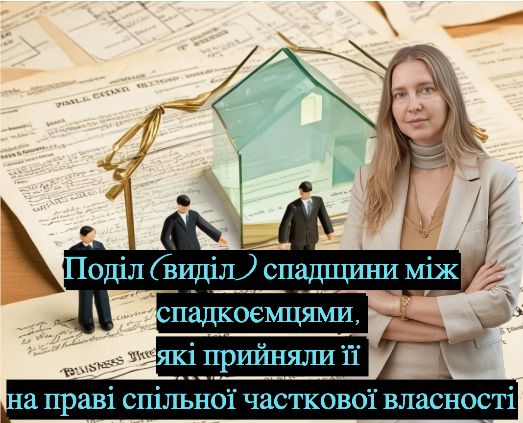 Адвокат про поділ (виділ) спадщини між спадкоємцями, які прийняли її на праві спільної часткової власності