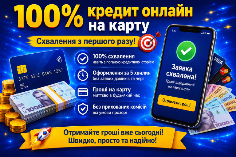 100 відсотковий кредит онлайн на карту